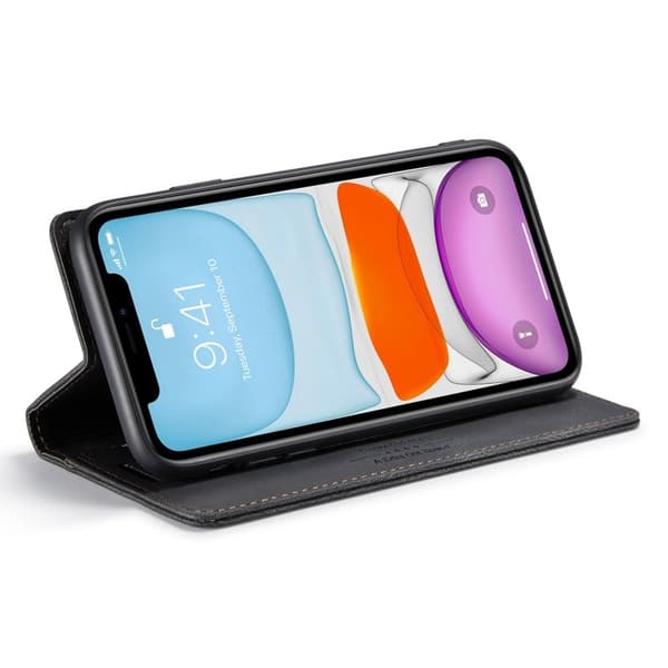 AUTSPACE A01 iPhone 11 Pro Max Plånboksfodral Konstläder - Svart
