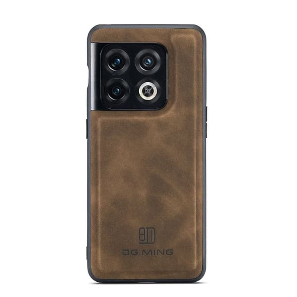 DG.MING OnePlus 10 Pro 5G Konstläder Plånboksfodral Magnetisk Brun