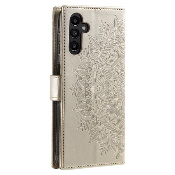 Samsung Galaxy S26 Plus Plånboksfodral Impräntad Totem Konstläder - Guld