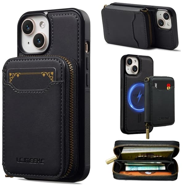 LC.IMEEKE L6 iPhone 13 mini Plånboksfodral Konstläder - Svart