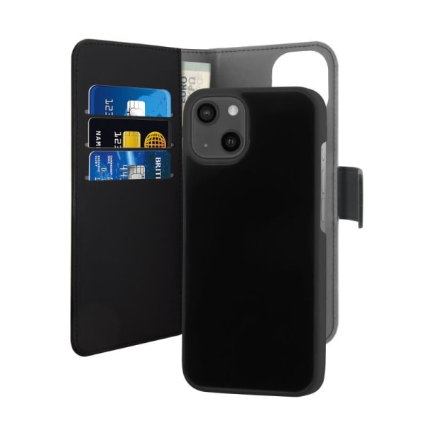 Puro Eco -nahkainen irrotettava lompakkokotelo iPhone 13 Mini - musta Black