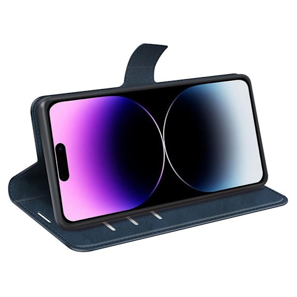 iPhone 15 Pro Plånboksfodral Calf Flip Folio - Blå