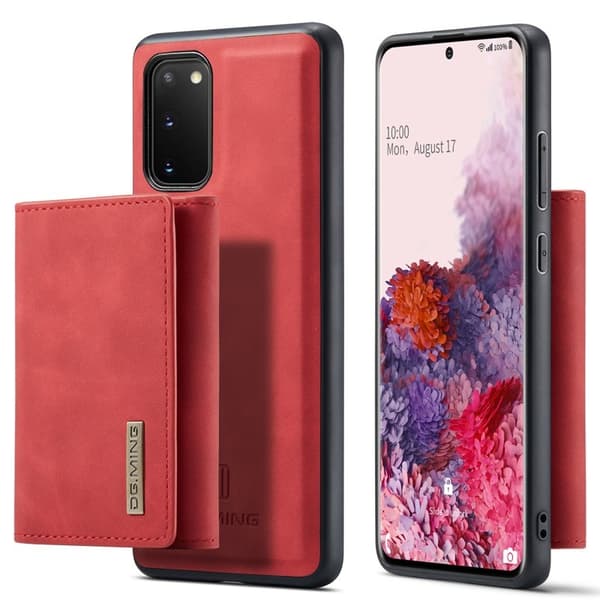 DG.MING 2-in-1 Plånboksfodral med Magnet för Samsung S20 - Röd
