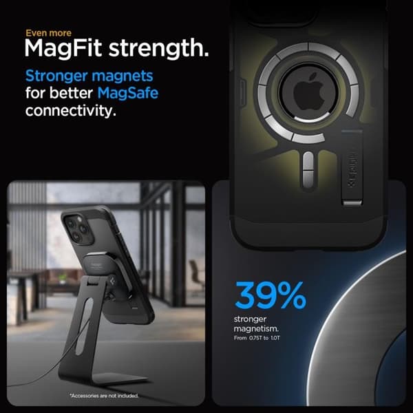 Spigen iPhone 15 -puhelimen kuori Magsafe Tough Armor - Musta Svart