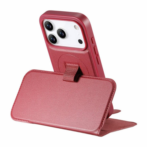 CASENEO iPhone 17 Pro Plånboksfodral RFID Blocking Konstläder - Röd