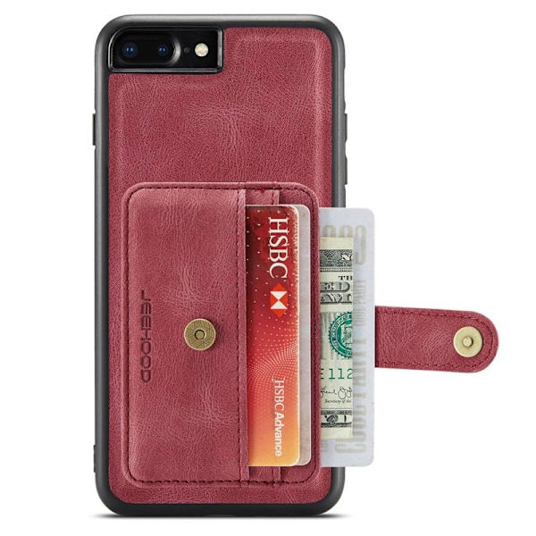 JEEHOOD Plånboksfodral iPhone 7 Plus/8 Plus RFID-Skydd Röd