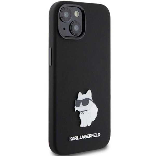 KARL LAGERFELD iPhone 15/14 Plus Mobilskal Silikon Metal Pin Svart