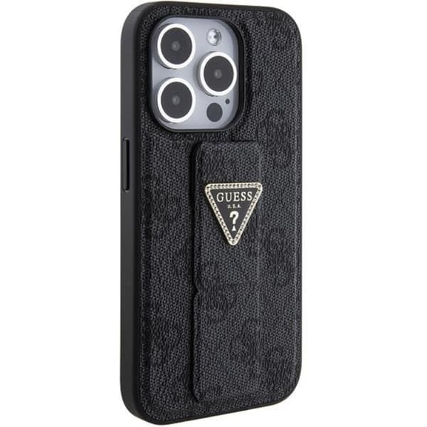 Guess Mobilskal till iPhone 15 Pro Max Grip Stand Triangle Strass Black
