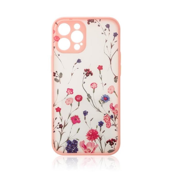iPhone 12 Pro Max -kotelon kukkakuvio - vaaleanpunainen