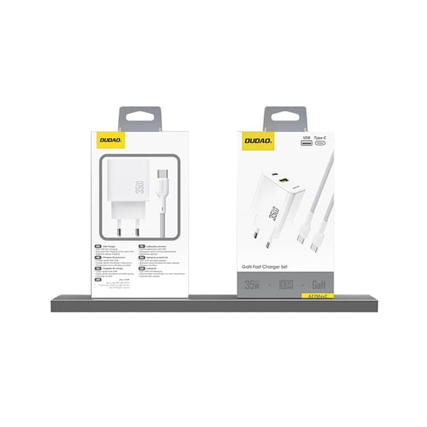 Dudao Hurtigoplader USB-A - USB-C 35W GaN A27 Max Vit