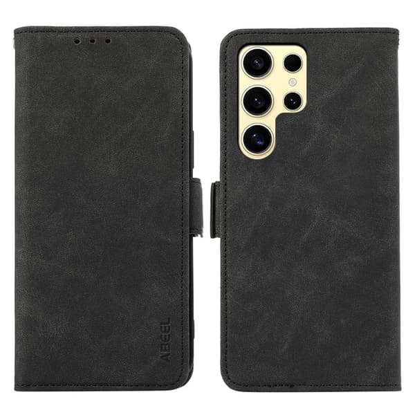 ABEEL Samsung Galaxy S22 Ultra Plånboksfodral Konstläder RFID Skydd - Svart