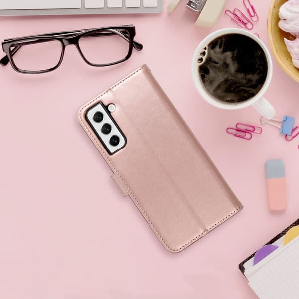 MEZZO plånboksfodral för Samsung A14 4G mandala roséguld Guld