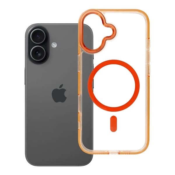 Mobilskal För iPhone 17 MagSafe Frame Clear Hybrid - Orange Orange