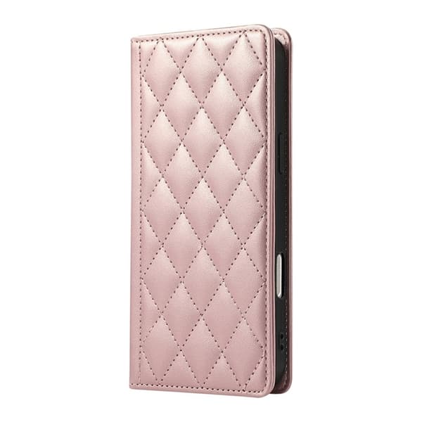 iPhone 17 Pro Max Plånboksfodral RFID Rhombus Läder - Roséguld Roséguld