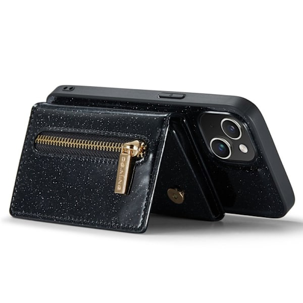 DG.MING M3 Series iPhone 15 Plus Konstläder Plånboksfodral Kickstand Svart
