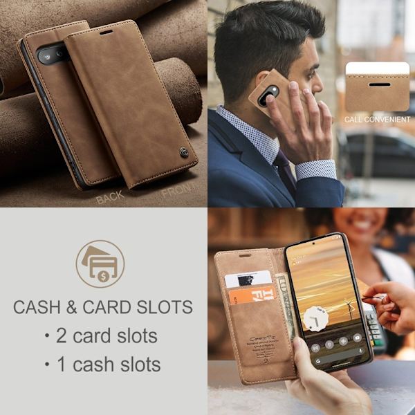 CASEME 013 Plånboksfodral för Google Pixel 9a - KonstLäder - Brun