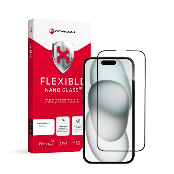 Forcell iPhone 15 Härdat Glas Skärmskydd 5D Svart