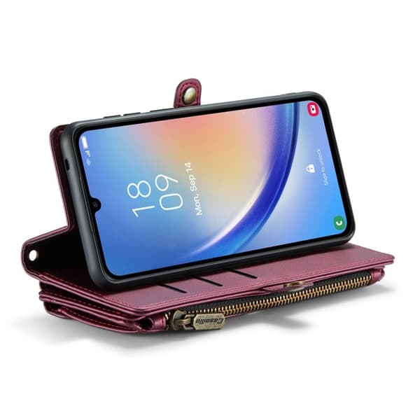 CASEME Plånboksfodral Konstläder för Samsung Galaxy A34 5G - Vinröd