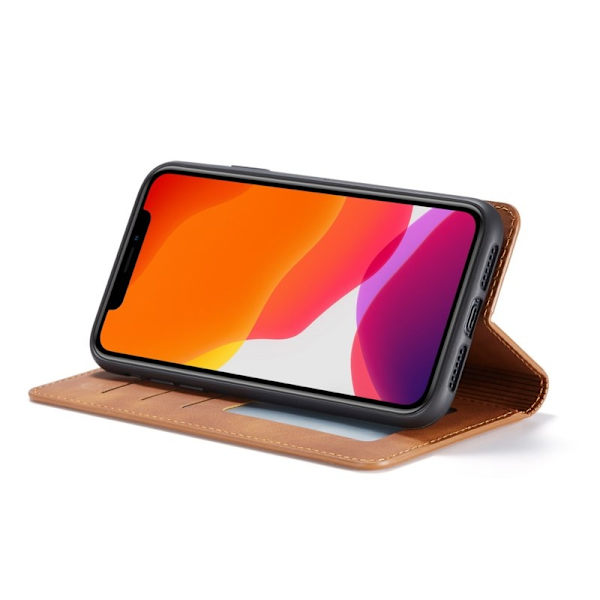 FORWENW iPhone 11 Plånboksfodral i Silky Touch Konstläder - Brun