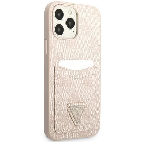 Guess iPhone 13 Pro Skal Korthållare Triangle Logo - Rosa Rosa