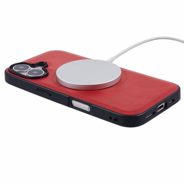X-LEVEL Bojue-3 Mobilskal till iPhone 16 MagSafe Läder Röd