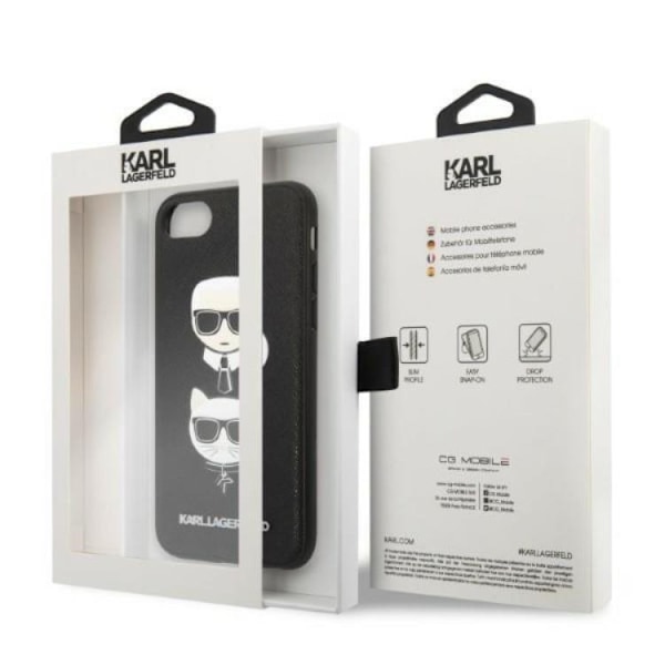Karl Lagerfeld iPhone 7/8 Plus Skal Saffiano Ikonik Karl & Choupette Head Svart