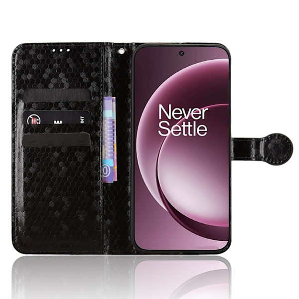 OnePlus 15 5G Konstläder Plånboksfodral Dot Pattern Imprint Svart