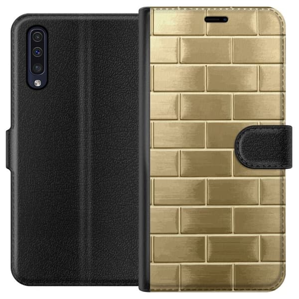 Plånboksfodral till Samsung Galaxy A50 med Gyllene Murstenar