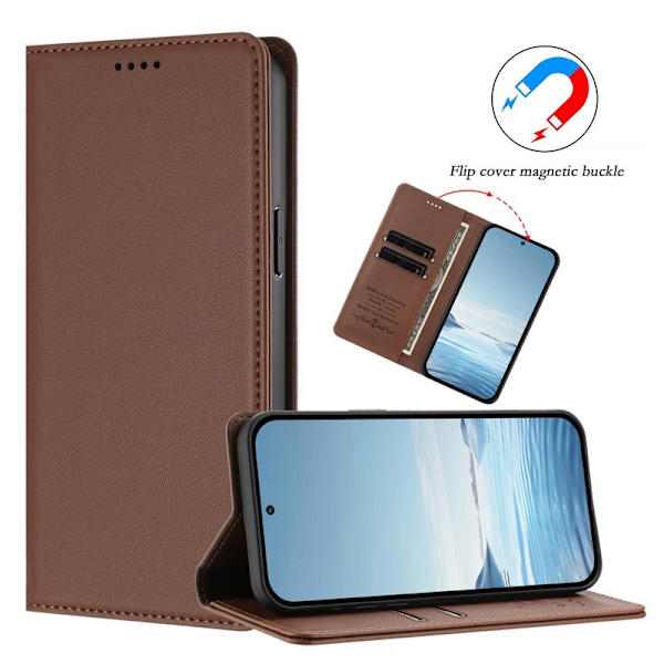Plånboksfodral för Samsung Galaxy S26 Plus Konstläder RFID - Brun