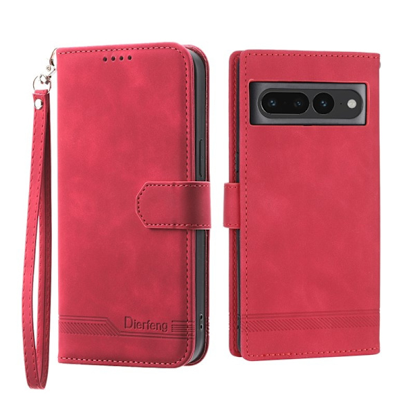 DIERFENG DF-03 Plånboksfodral för Google Pixel 7 Pro - Konstläder - Röd