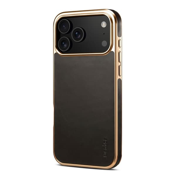 DENIOR Mobilskal till iPhone 17 Pro Äkta Läder Electroplating - Svart Svart