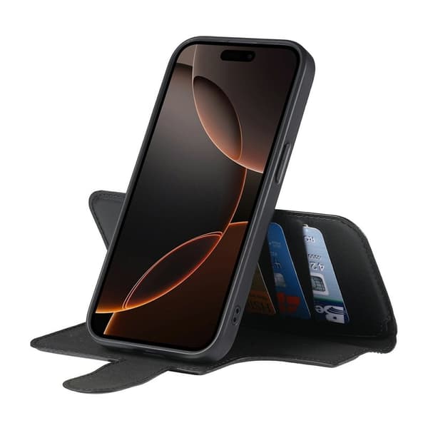 CASENEO iPhone 15 Plånboksfodral RFID Blocking Konstläder - Svart
