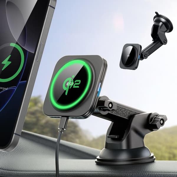 ESR Qi2 15W Magsafe Dashboard Bilholder Trådløs oplader Black