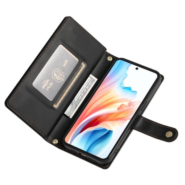 Samsung Galaxy S26 Edge Plånboksfodral Dragkedja Konstläder - Svart