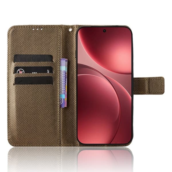 Oppo Find X9 Pro 5G Plånboksfodral Textur Konstläder - Brun