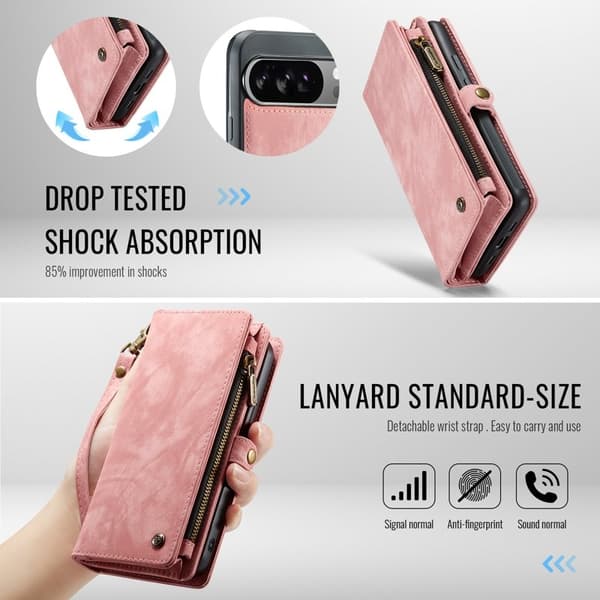 CASEME 008 Plånboksfodral till Google Pixel 10 Pro XL Konstläder - Rosa
