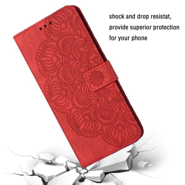 iPhone 14 Plus Pung Etui Mandala Flower - Rød