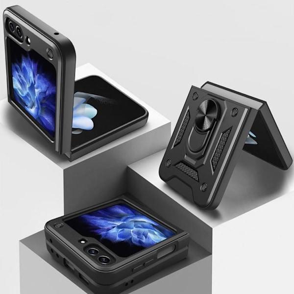 Galaxy Z Flip 5 Mobilskal Hybrid Armor Camshield - Svart Svart