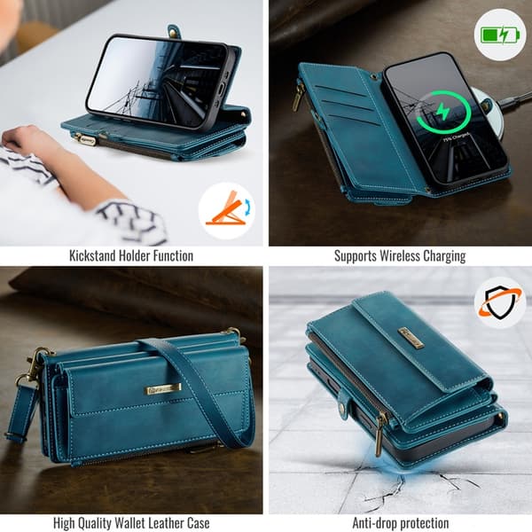 CASEME iPhone Air Konstläder Plånboksfodral RFID-Skydd Zipper Grön