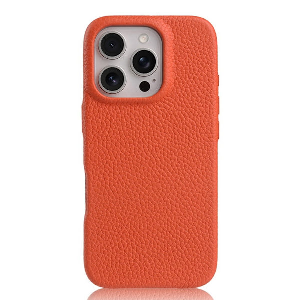 MELKCO Mobilskal till iPhone 16 Pro Max Magnetiskt Äkta Läder PC Orange