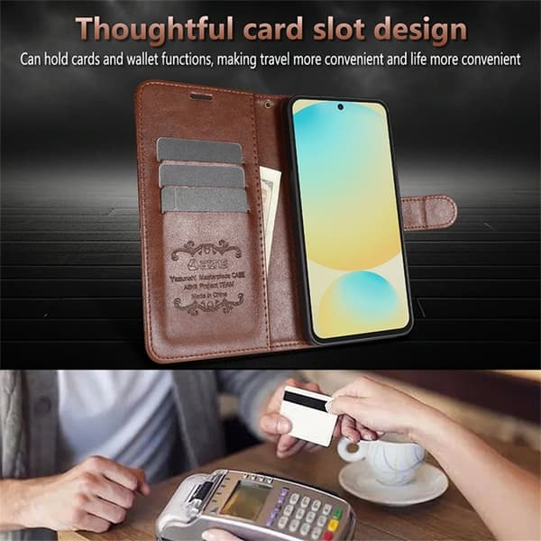 AZNS Samsung Galaxy A17 Plånboksfodral Anti-Scratch Konstläder - Brun
