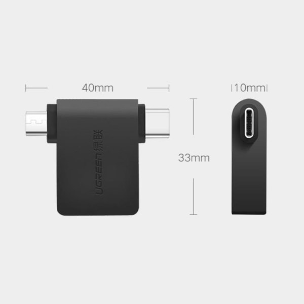 Ugreen 2in1 USB OTG USB-sovitin Type-C/Micro USB - musta