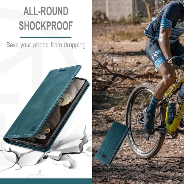 AUTSPACE A01 Fodral för Google Pixel 7 5G - KonstLäder - Blå