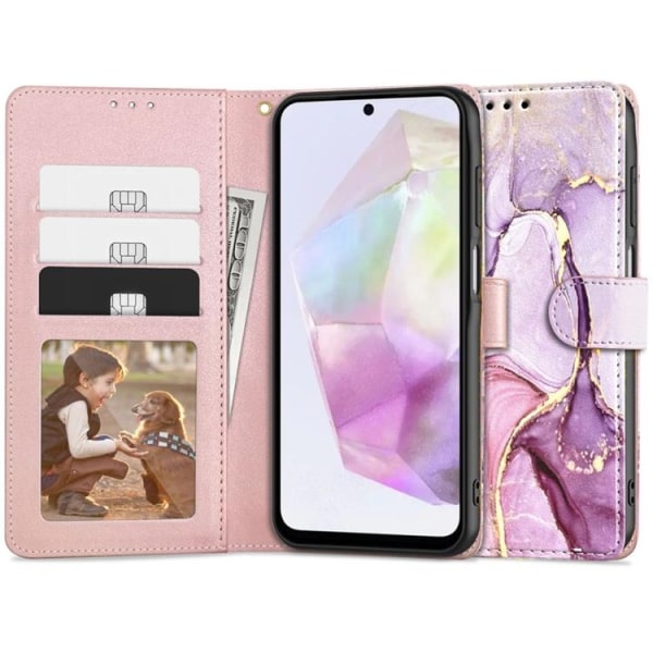 Tech-Protect Galaxy A35 5G Plånboksfodral - Marble Rosa