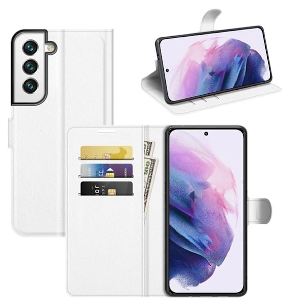 Litchi Magnetic Fodral Galaxy S22 Plus 5G - Vit Vit