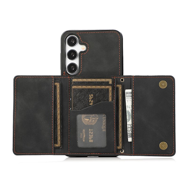 Plånboksfodral för Samsung Galaxy S26 Plus Tri-Fold Kickstand PU - Svart