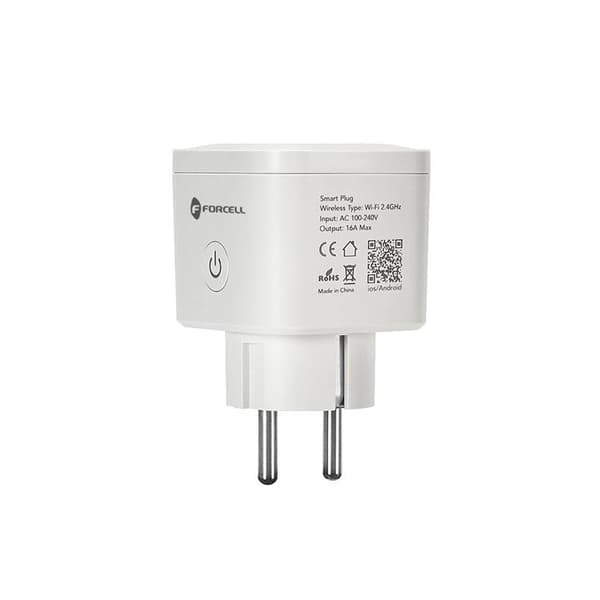 Forcell Smart Plug 230V med WiFi Stöd för Tuya/Amazon Alexa Vit