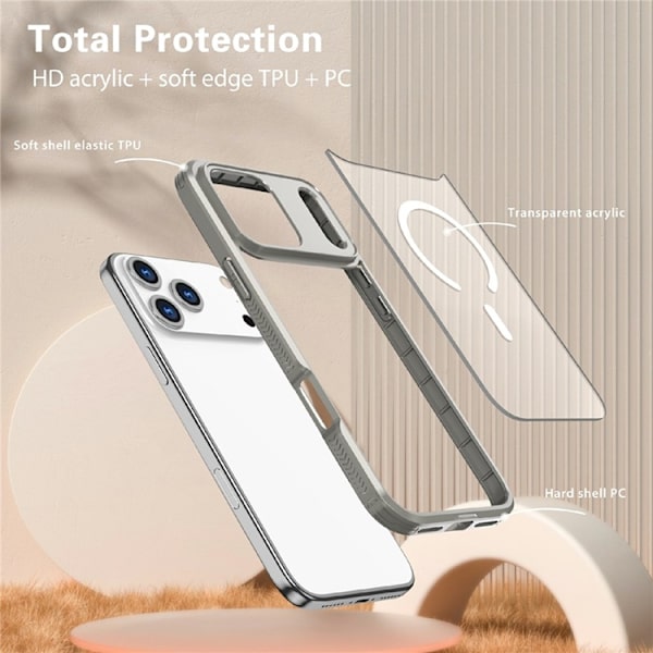 Mobilskal till iPhone 17 Pro Max MagSafe TPU + PC Clear - Grå Grå