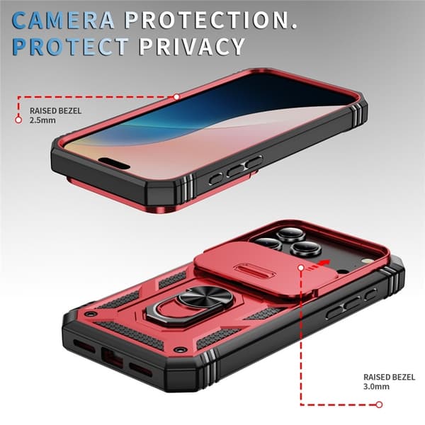 Mobilskal till iPhone 17 Pro Slide Camshield Kickstand - Röd Röd