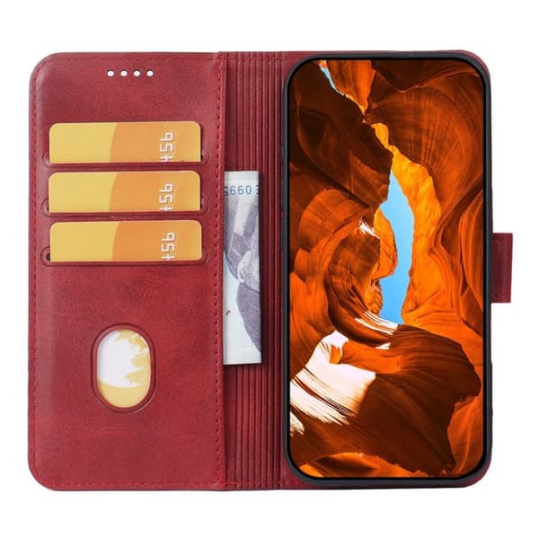 Samsung Galaxy S26 Plus Plånboksfodral Ställ Magnetisk Stängning Konstläder Röd
